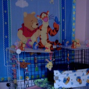 Fabric panel for cage decoration